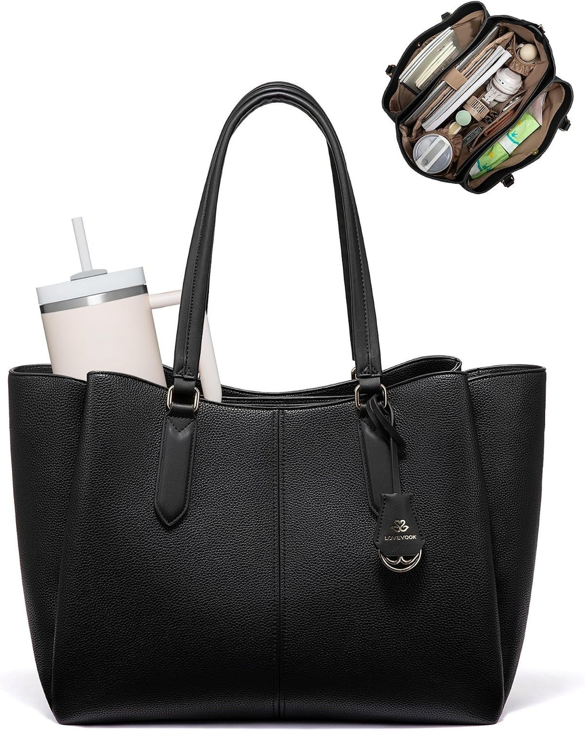 Work Tote in black, front view