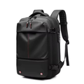 Black vacuum compression travel backpack, front view